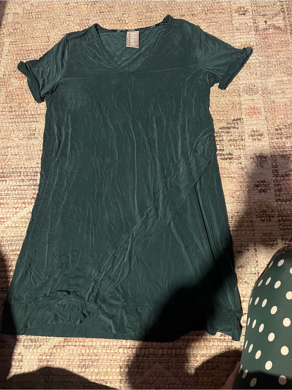 Anthropologie Dolan Left Coast Forest Green Cupro Faux Wrap Tunic Dress Size XL